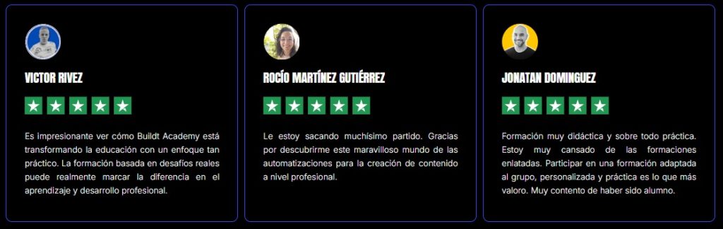 Testimonios alumnos buildt academy opiniones